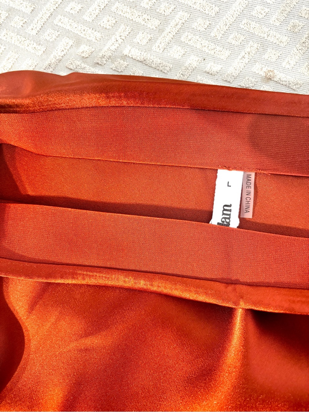 NWT Glam Satin Slip Skirt in Burnt Orange Large, Banded Waist - Picture 7 of 9